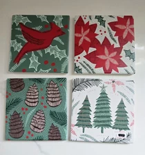 Creative Co-op Christmas-themed Tile Coasters Set Of Four New With Tag
