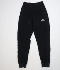 Vintage Y2K Adidas Mens Small Faded Spell Out Fleece Sweatpants Joggers Black