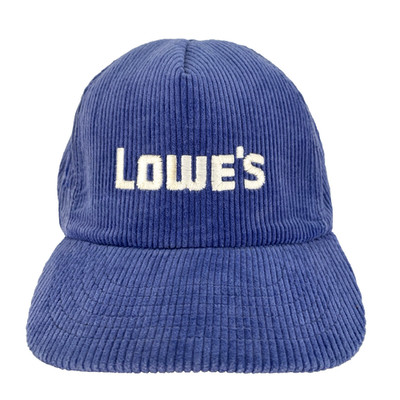 Vtg Lowes Hardware Corduroy Hat Employee Crew USA Snap Back Trucker Baseball Cap