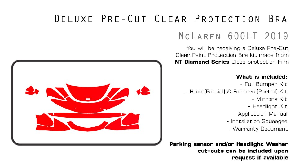 McLaren 600LT 2019-2021 PreCut Paint Protection Film Clear Bra PPF