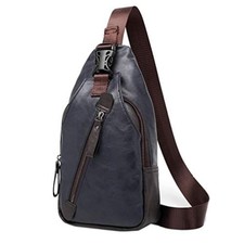 Leather Sling Bag Crossbody Backpack for Men Women Outdoor Travel Camping Hik...