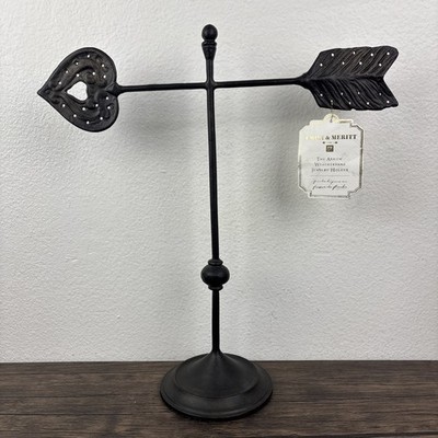 Pottery Barn Emily & Meritt Arrow Metal Heart Weathervane Jewelry Holder Display