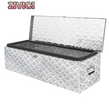 Secure Cargo Organizer Silver Aluminum Trailer Tongue Box 39x13in Rv Truck Use