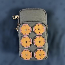 Borsa a tracolla Estacion pelle grigia floreale donna Giappone usata