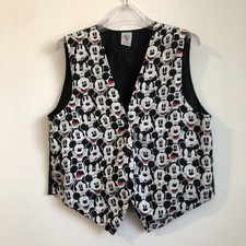 Vintage Disney Mickey Mouse Face Print Buttoned Vest Size Mens M/L Hidden Mickey