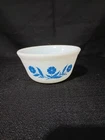 Vintage MCM Hazel Atlas Blue Cornflower Milk Glass 5" bowl