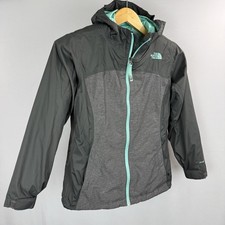 The North Face DryVent Jacket Girls Large 14/16 Gray Green Windbreaker Hooded