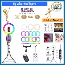 10-Inch Ring Light with 73-Inch Tripod  Phone Holder RGB  Music Mode