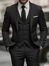 Men's Three-piece Suit for Weddings and Business Gatherings Jacket pants vest