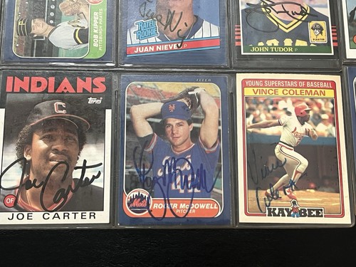 16 tarjetas de béisbol autografiadas por Tony Gwynn Joe Carter Vince Coleman firmadas a mano MB - Imagen 2 de 8