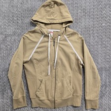 Womens Danskin Now Full Zip Hoodie Size Large Long Sleeve Pockets Sand Khaki