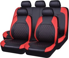 Leather Car Seat Covers Full Set Airbag Black and Red Full Set