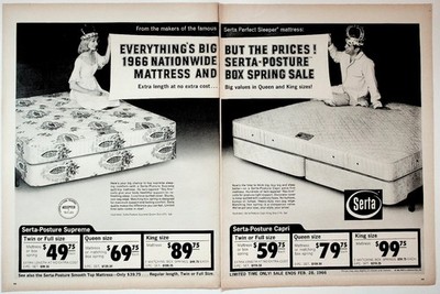 Serta 1966 Vintage Mattress Print Ad Serta-Posture Supreme Capri