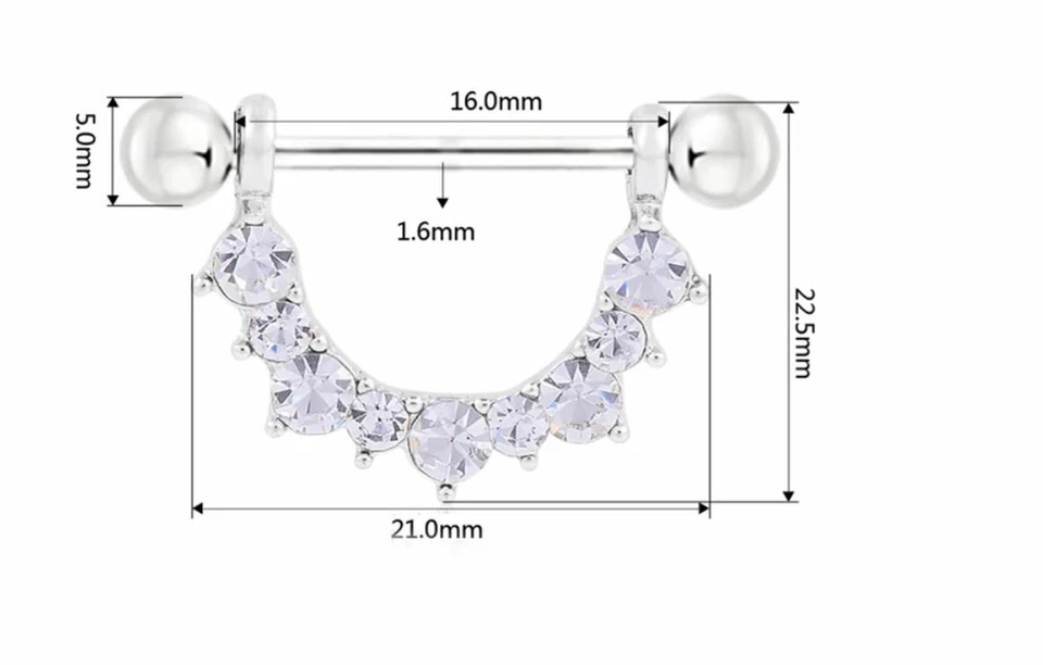 Barras de escudo perforación de estrás en forma de U perforación de acero perforación de pezón para mujer Foto 2 de 4