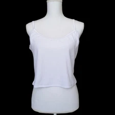 Faded Rose Sz L Juniors White Ribbed Camisole Tank Top White Stretch