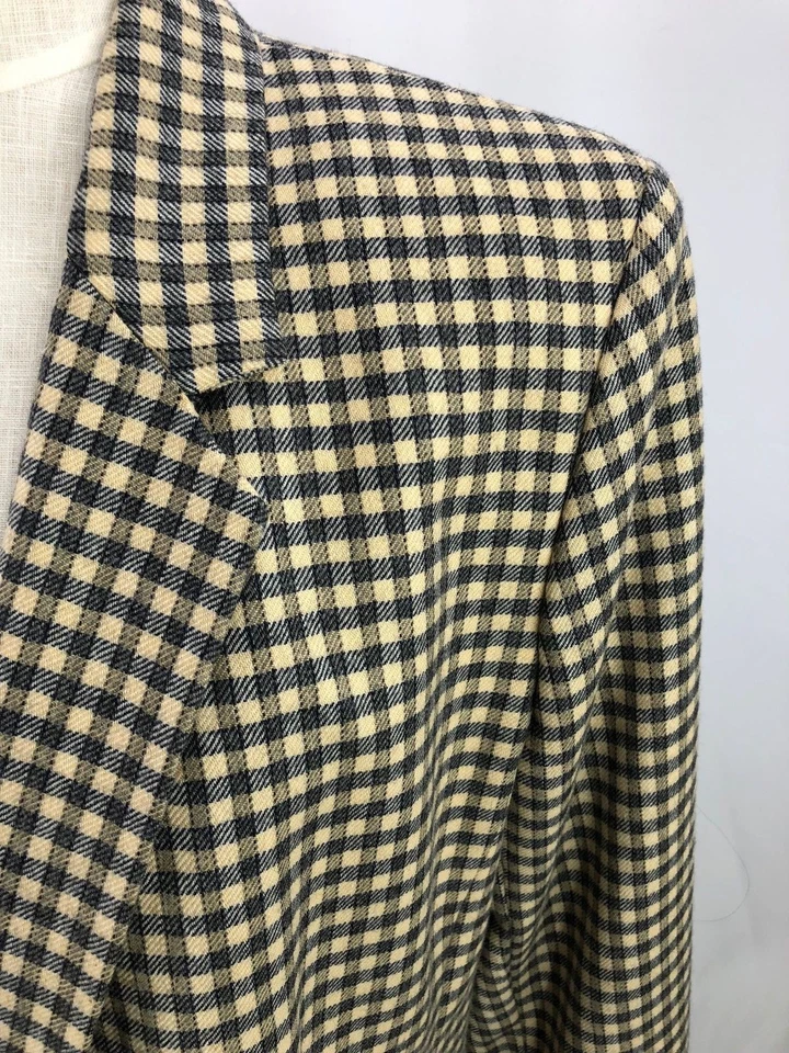 Chaqueta Blazer Lands End Para Mujer Beige Azul Lana Portador Negocios 12 Foto 2 de 4