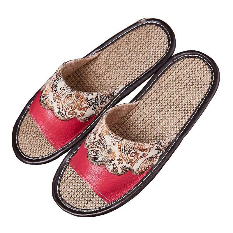 SAOLA Ciabatte da casa donna in pelle di mucca suola antiscivolo adatte a UK taglia 4 lunghezza 26 cm