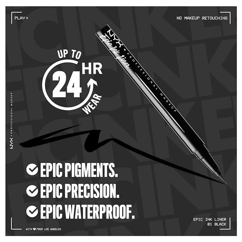 1 NYX Epic Tinte Wasserfest Flüssiger Eyeliner " Eil 01 - Schwarz " Joy's - Bild 3 von 4