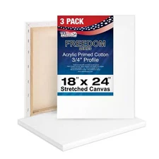 3 Pack 18" X 24" Art Supply Stretched Canvas for Art Painting Cotton Acid Free