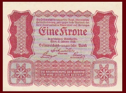 Austria P73, 1 Krone, 1922, Oesterreichisch-ungarische Bank Uncirculated - Picture 1 of 1