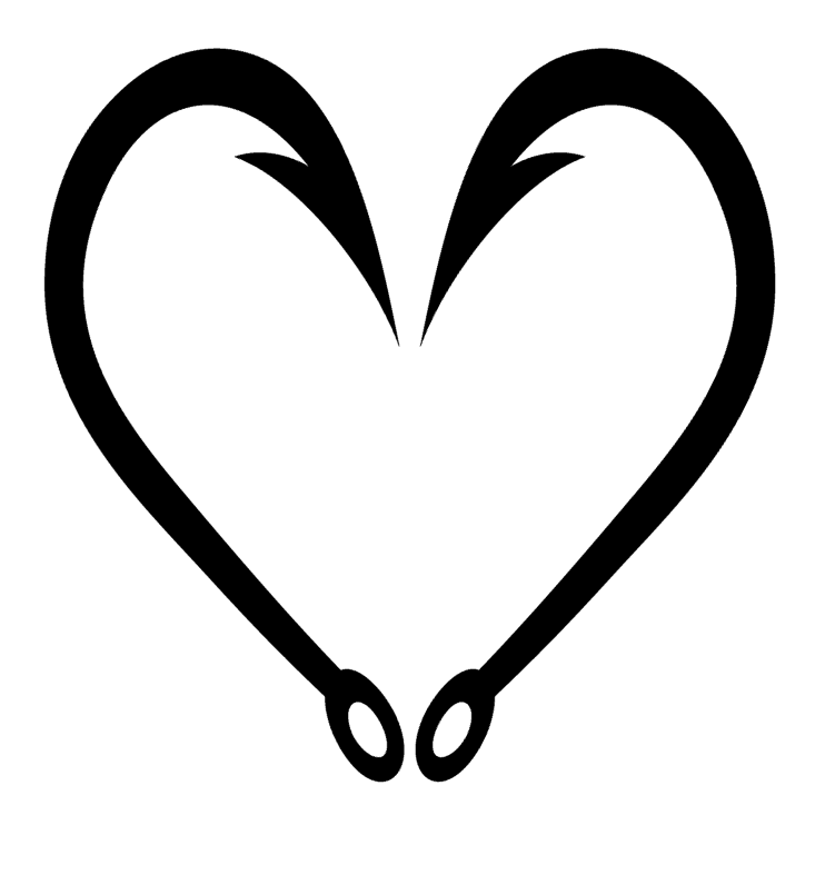 Fishing Hook Heart Vinyl Decal Sticker For Home Cup Mug Glass Car Wall a1892