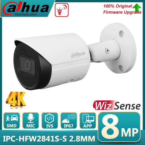 Dahua 8MP 4K IR Bullet WizSense IP Camera IPC-HFW2841S-S Built in MIC SMD Plus
