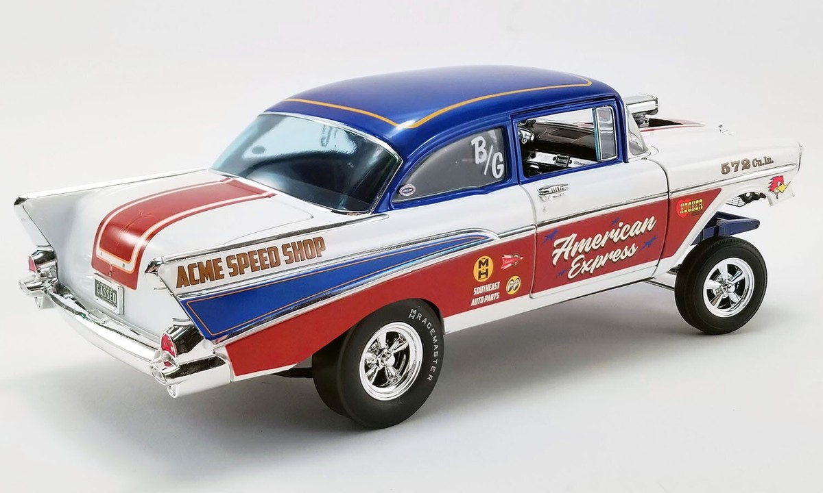 1957 CHEVROLET BEL AIR 572 GASSER CUSTOM AMERICAN EXPRESS 1:18