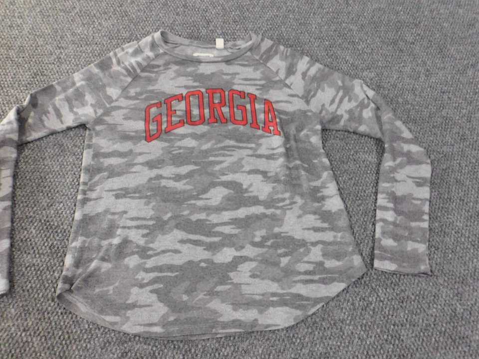 Georgia Bulldogs Sudadera Mujer Pequeño Portón Trasero Gris Jersey Fútbol Camuflaje Foto 3 de 4