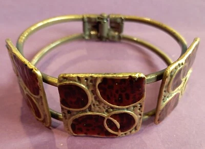 ORIGINAL BRACELET VINTAGE 80 LAITON EMAILLE B16 - Photo 1/4