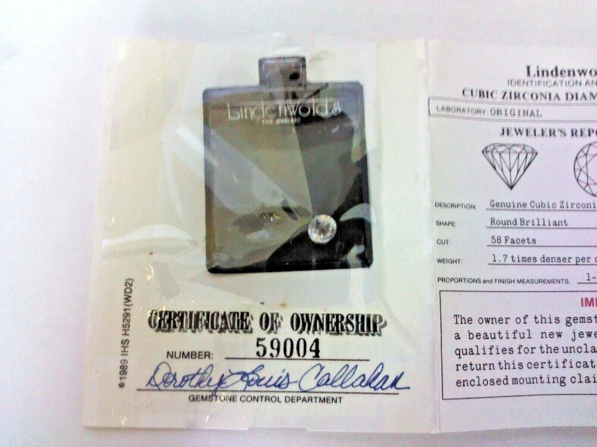Lindenwold Fine Jewelers Cubic Zirconia In Original Package With