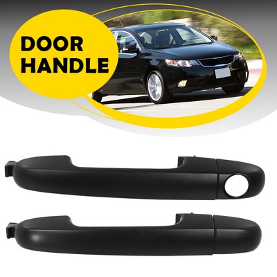 2X Left Driver Exterior Door Handle Front+Rear Black For 2010-2013 Kia Forte E