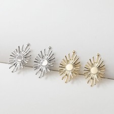 10pcs Gold/Silver Tone Sun Charm,14K Gold Plated Brass Sun Eye Pendant Connector