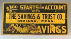 VINTAGE SAVINGS & TRUST TIN BANK SIGN The National Colortype Co. Newport, KY