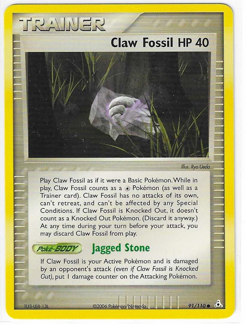CLAW FOSSIL 91/110 EX HOLON PHANTOMS Pokemon Card NM-MT