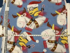 Despicable Me 2 Minion Riding Fluffy As Reindeer on Blue Background - Fleece BTY