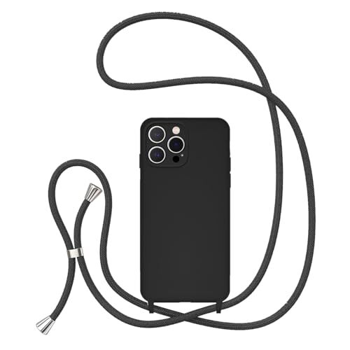 Crossbody Lanyard Phone case for Silicone Phone Cover iPhone 16 Pro Max Black - 第 2/7 張圖片