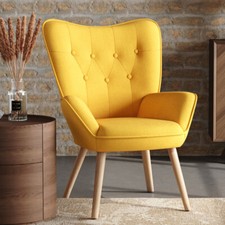 Upholstered Armchair Curved Tall Back Reading Leisure Sofa Chair Occasional Seat