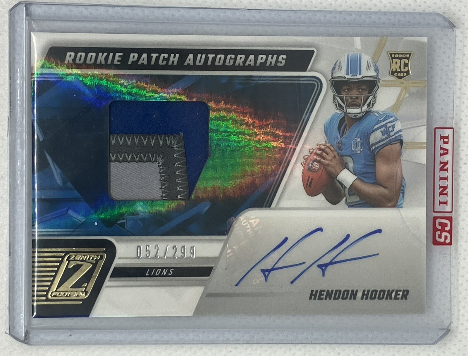 2023 Panini Zenith Hendon Hooker Rookie 3 Color Patch Auto RPA RC SP 52/299