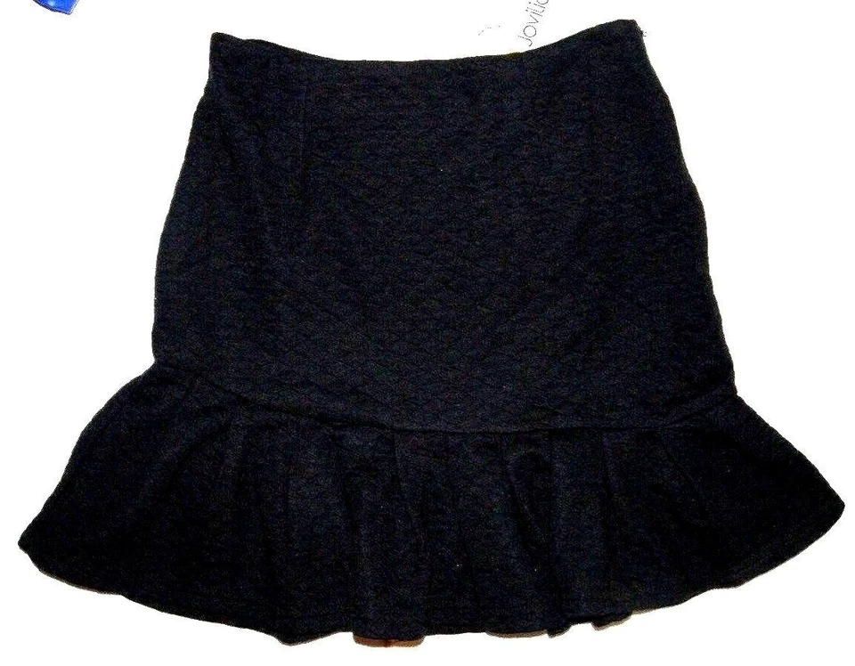 JUPE COURTE FEMME stretch S ou M ou L VOLANT NOIR NEUF EFFET NID D'ABEILLE noire - Photo 1/1