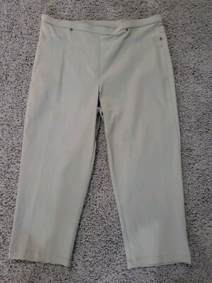 Basic Editions Khaki Tan Capri Size L Rayon Nylon Spandex Blend NWOT
