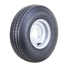 WANDA Trailer Tire Assembly 5.70-8 6-Ply Silver Rim 4 Lugs on 4"