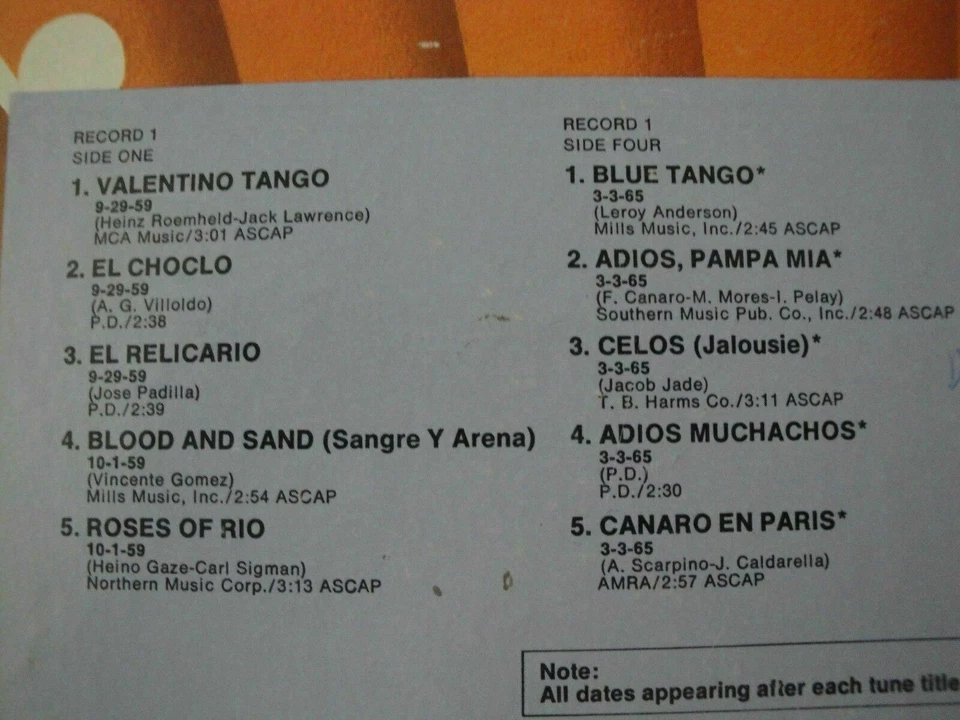 THE CASTILLIANS THE BEST OF THE VALENTINO TANGOS 2X VINYL LP 1976 MCA RECORDS EX - Image 4 of 4