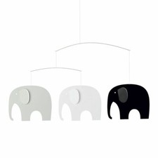 Flensted Elephant Party Modern Hanging Baby Mobile, Black/White Nursery Decor