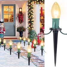 Pathway String Lights, 25 Ft Outdoor Stake Lights Warm White