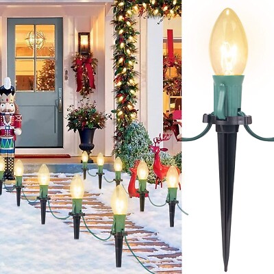 Pathway String Lights, 25 Ft Outdoor Stake Lights Warm White