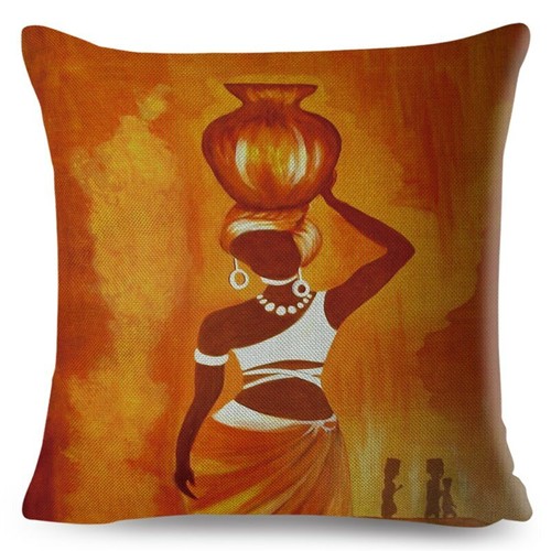 Orange Abstract Painting Africa life Collection African Woman Home Decor Pillow - Picture 38 of 38