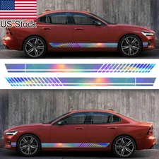 2pcs 82.5'' JDM NEO Sport Racing Stripe Side Body Door Skirt Decal Sticker Decor
