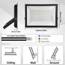 LED Flood Light 30W-500W Watt Outdoor Security Garden Yard Spotlight Lamp 110V