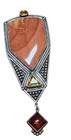 Designer June Rosen Lopez Sterling Silver Pendant Gemstones 3 3/4" long
