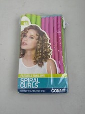 Conair Flexible Rollers Spiral Curls Flexible Hair Rollers, Medium, Assorted